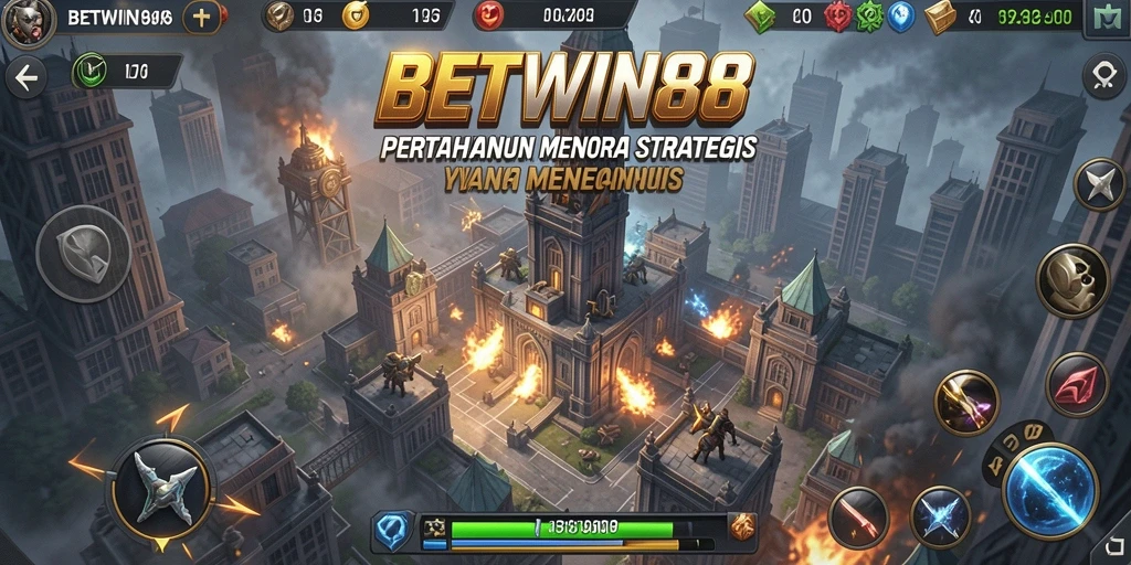 Tampilan gameplay BETWIN88 dalam pertarungan Tower Defense yang intens.