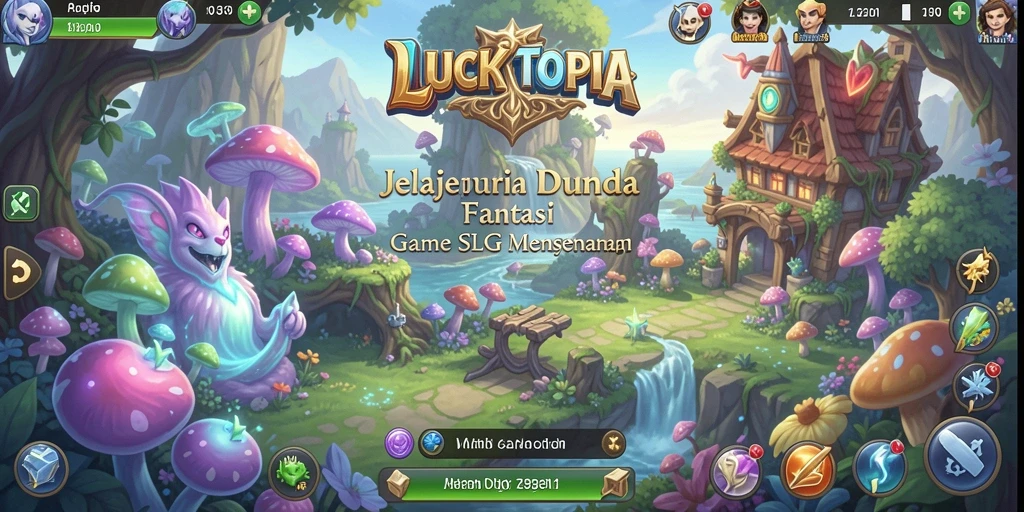 Tampilan gameplay LUCKYTOPIA yang menawan dan strategis.