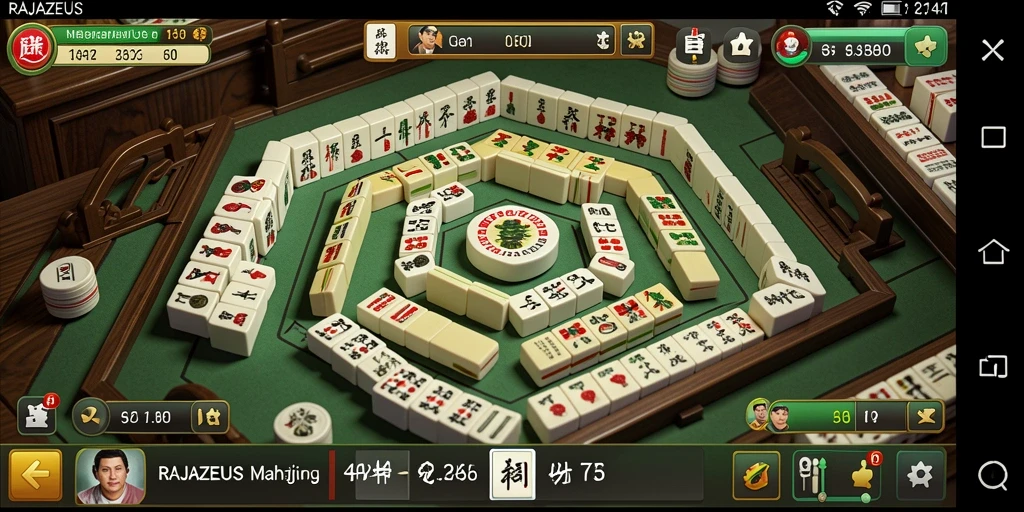 Tampilan gameplay RAJAZEUS dengan desain Mahjong yang menarik dan interaktif.