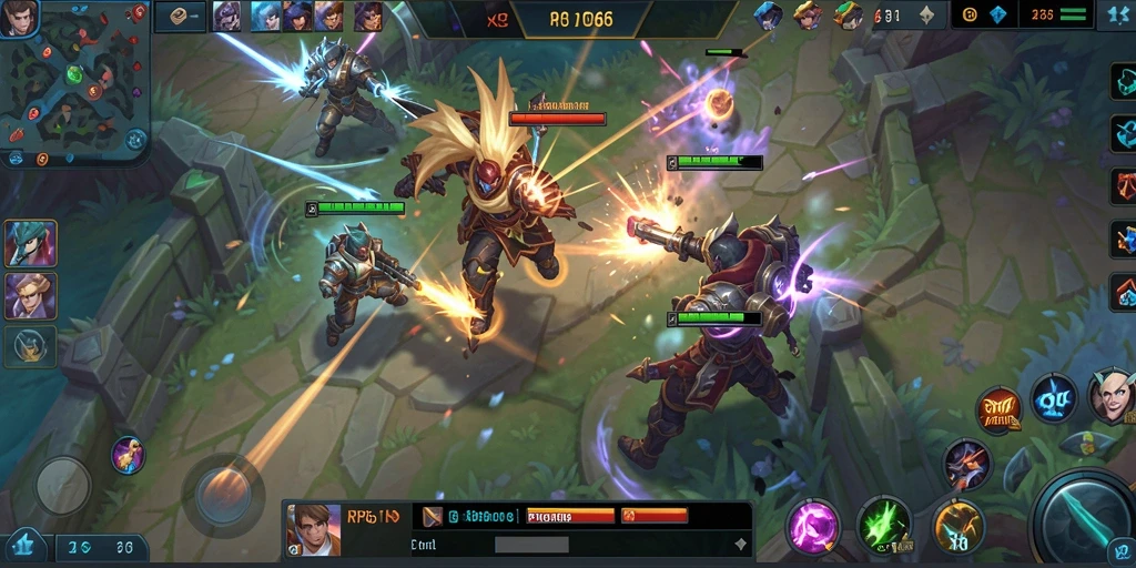 Tampilan menarik dari gameplay seru RP66 di arena pertarungan MOBA.