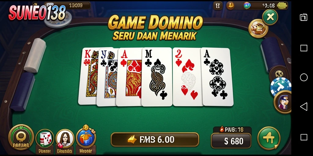 Tangkapan layar menunjukkan gameplay seru permainan Domino.