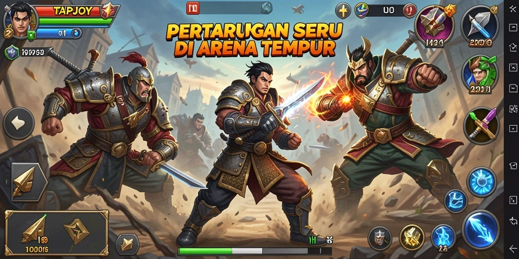 Menampilkan karakter Fighting dalam pertarungan sengit di arena.