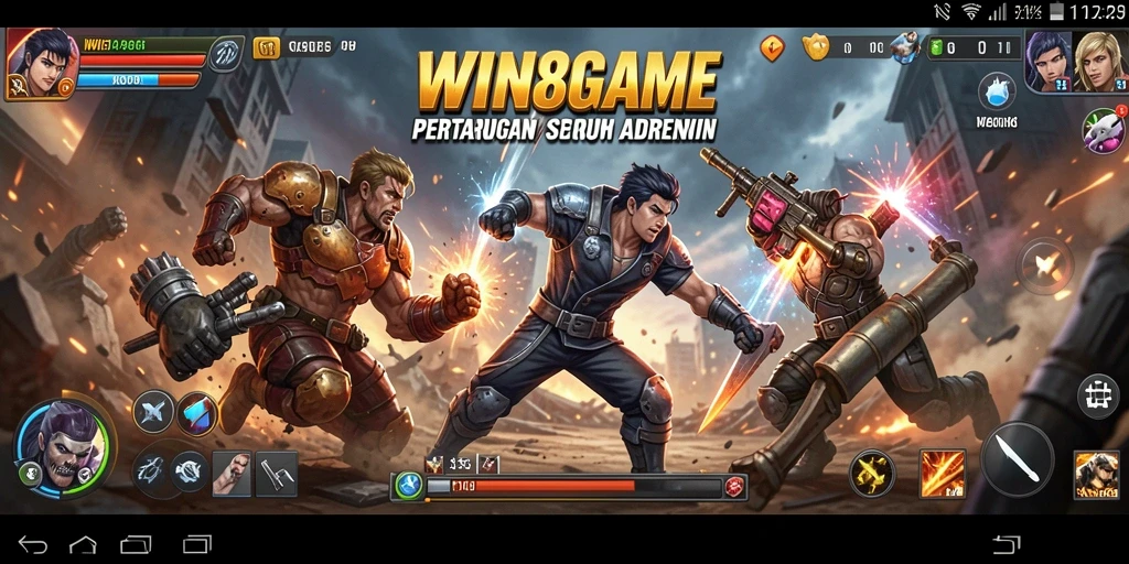 Tampilan screenshot utama WIN8GAME menampilkan aksi bertarung yang mendebarkan.